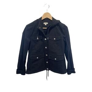 L.L.Bean Signature black denim coat jacket utility coat sz S